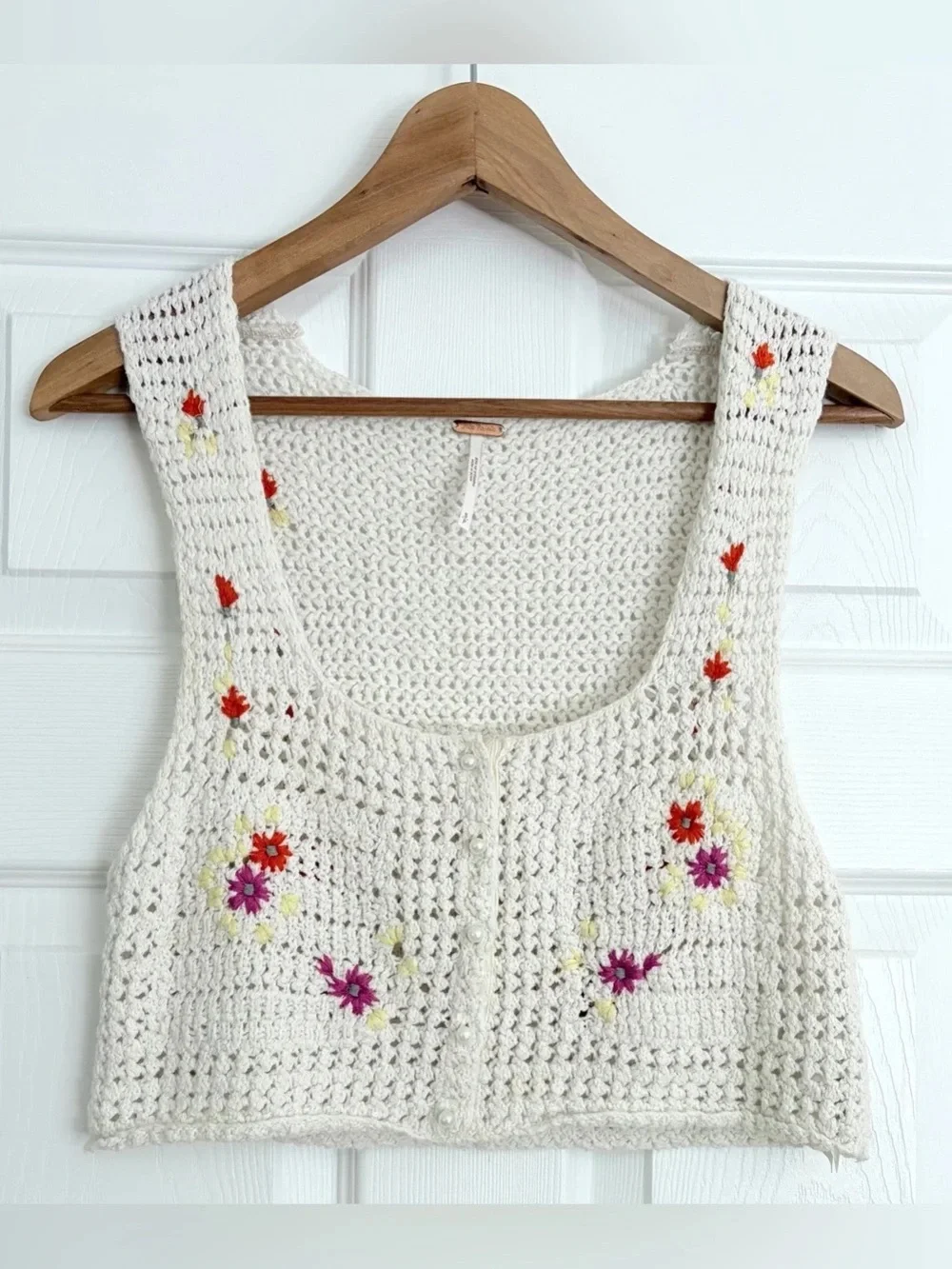 Free people whiled flower Crocheted Floral Embroidered Tank Top